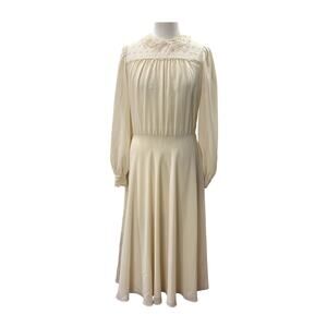 Vintage AJ Bari Size S Dress Peter Pan Collar Embroidered Lace Cottage Tradwife